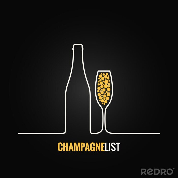 Poster Minimalistische Grafik mit Champagner