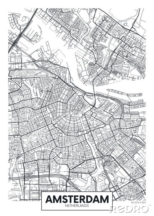 Poster Minimalistische Karte von Amsterdam