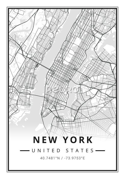 Poster Minimalistische Karte von New York