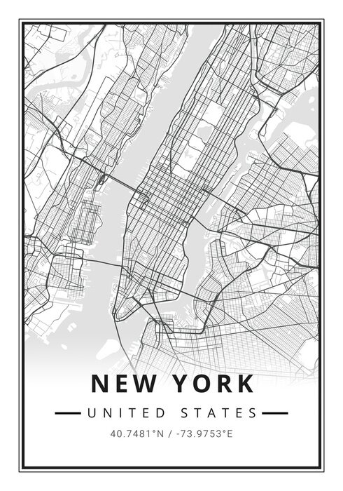 Poster Minimalistische Karte von New York