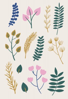 Poster Minimalistische Pflanzen verschiedene Formen und Farben