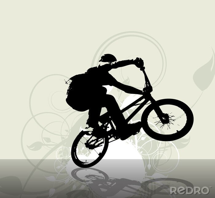 Poster Minimalistische Radfahrersilhouette