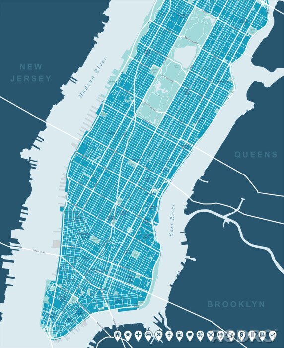 Poster Minimalistische Straßenkarte von New York City