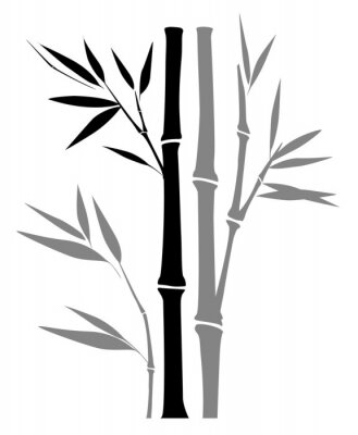 Poster Minimalistischer Bambus in Grau und Schwarz