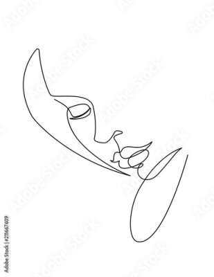 Poster Minimalistisches Frauengesicht auf weißem Hintergrund