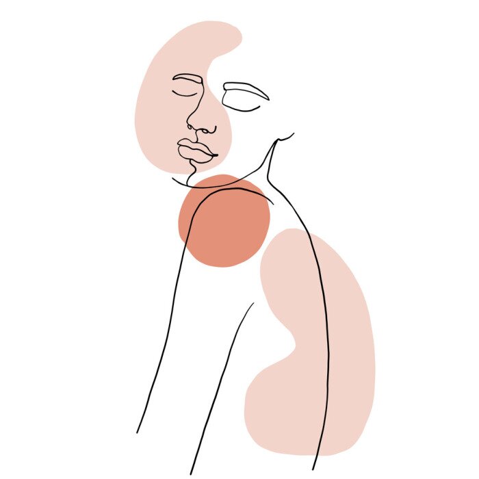 Poster Minimalistisches Porträt eines Mädchens