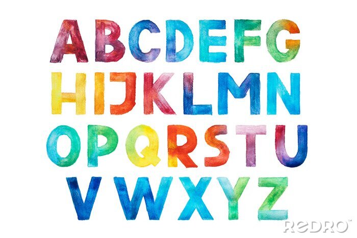 Poster Mit Aquarellfarben gemalte Buchstaben
