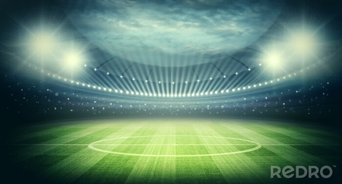 Poster Mit Flutlichtern beleuchteter Rasen