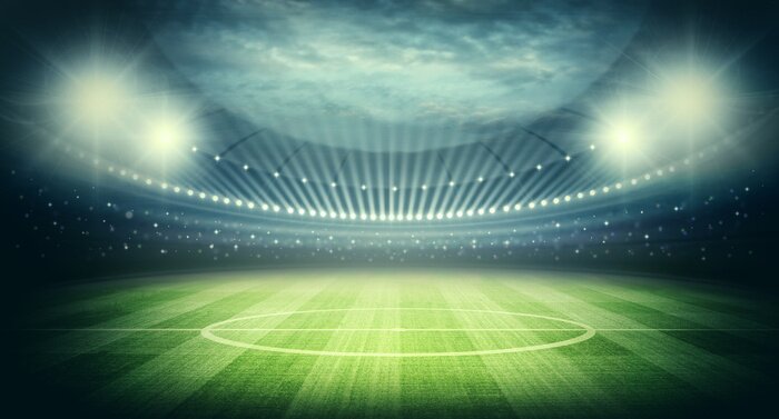 Poster Mit Flutlichtern beleuchteter Rasen