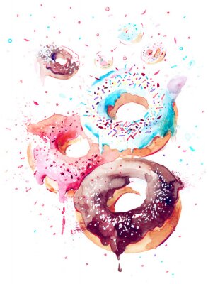 Sticker Mit Wasserfarben bemalte bunte Bonbons