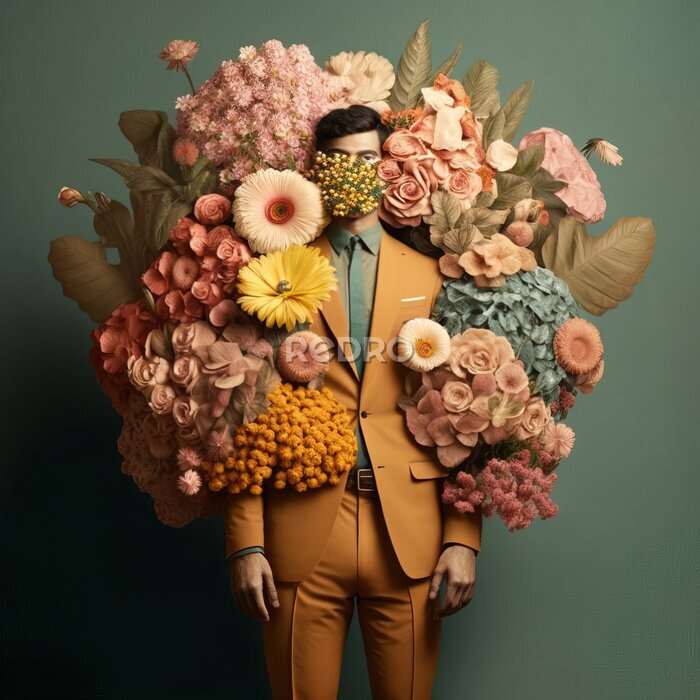 Poster Modell unter Blumen