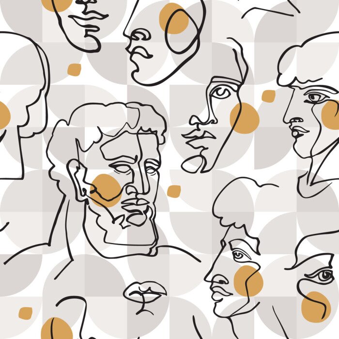 Poster Modern linear art seamless pattern.