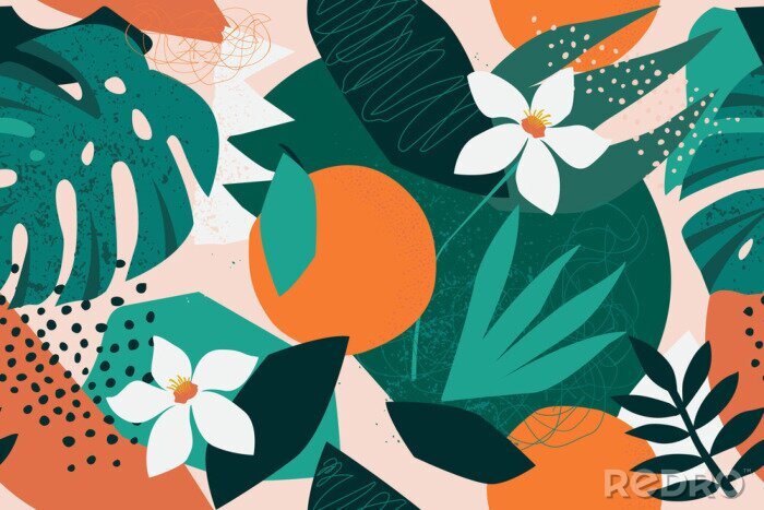 Poster Moderne florale Muster-Collage