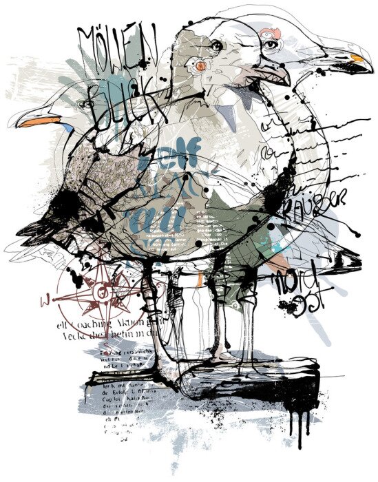 Poster Moderne Grafik mit einer Möwe