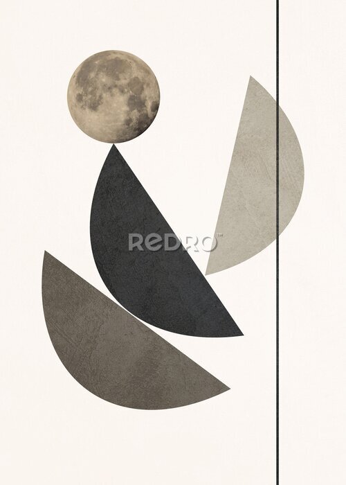 Poster Moderne Halbkreis- und Mondcollage