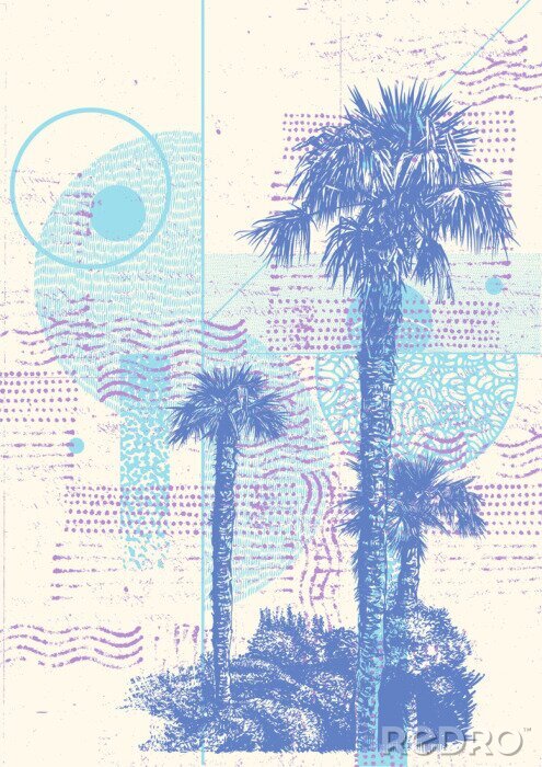 Poster Moderne Illustration mit Palmen