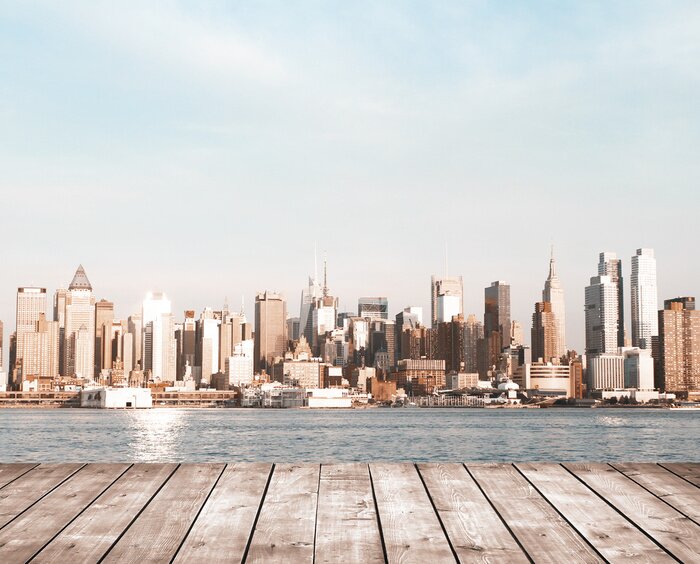 Poster Moderne Stadt am Wasser