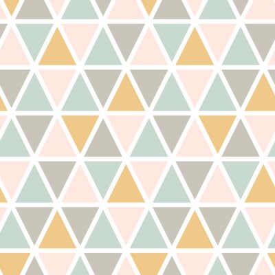 Modernes abstraktes nahtloses Dreiecksmuster. Skandinavischer Stil. Pastellfarben Vektorhintergrund