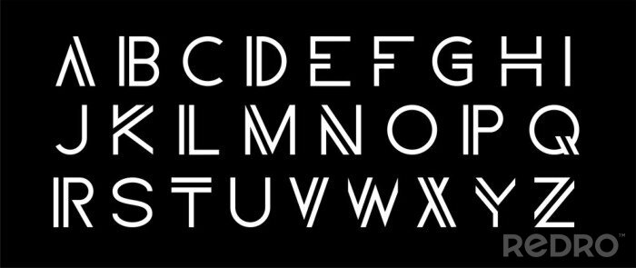 Poster Modernes Alphabet auf dunklem Hintergrund