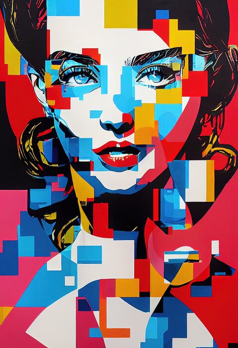 Poster Modernes Farbporträt einer Frau