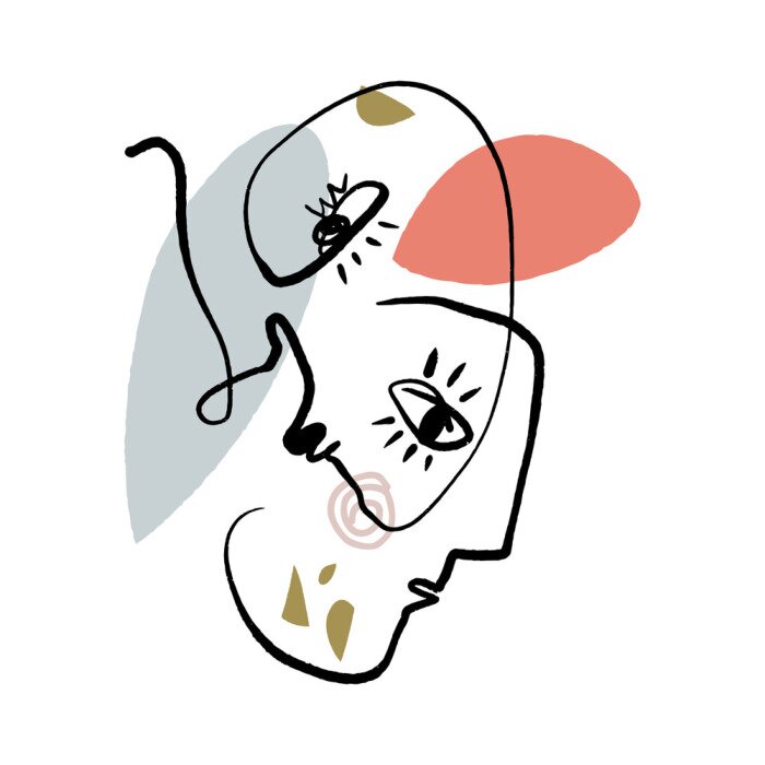 Poster Modernes Porträt von zwei Personen