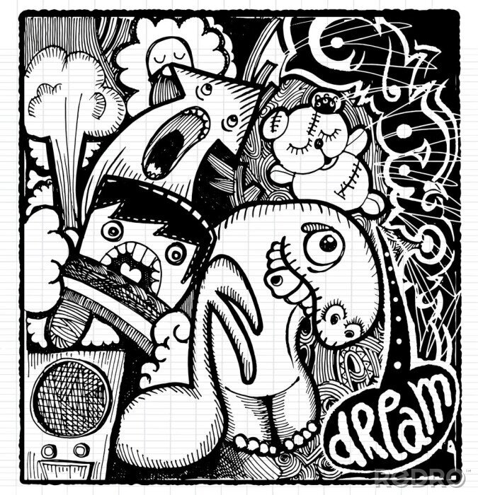 Poster Modernes Schwarz-Weiß Graffiti