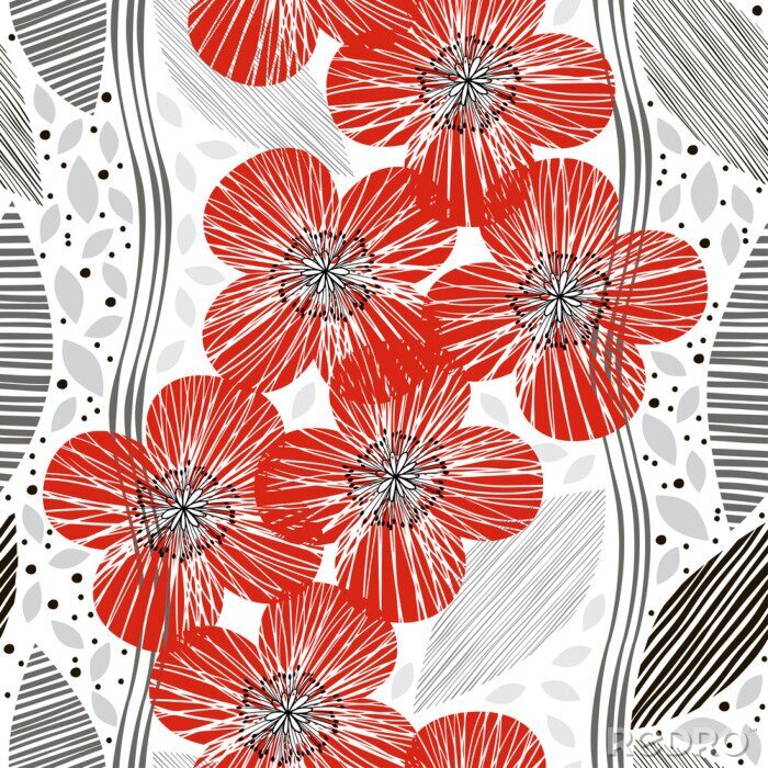 Poster Mohnblumen im abstrakten Stil