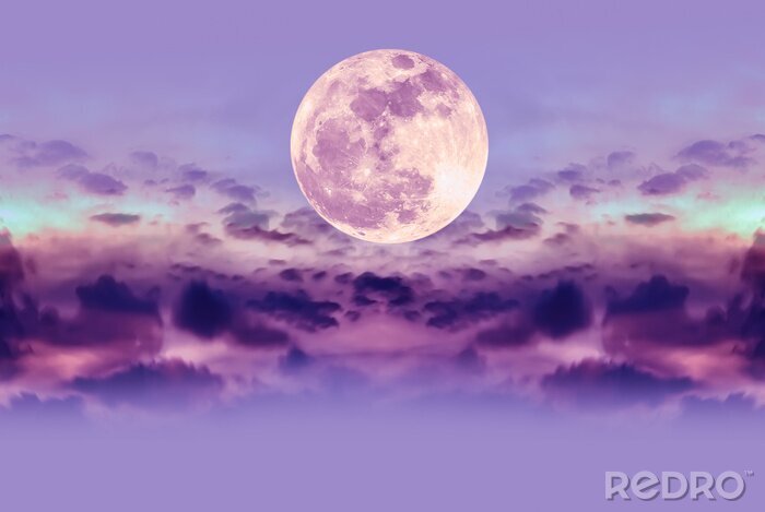 Poster Mond bei Nacht vor dem Hintergrund des Himmels in Violetttönen