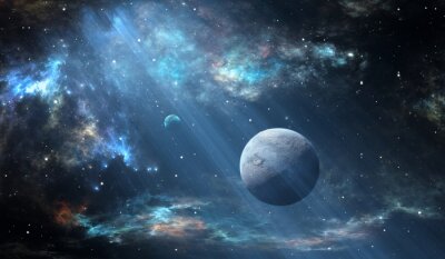Poster Mond des Planeten in einem unbekannten Universum