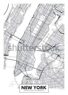 Poster Monochromatische schematische Karte von New York City