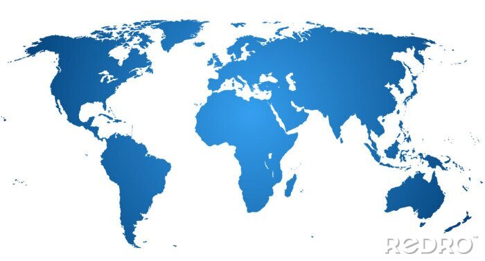 Poster Monochrome blaue Weltkarte
