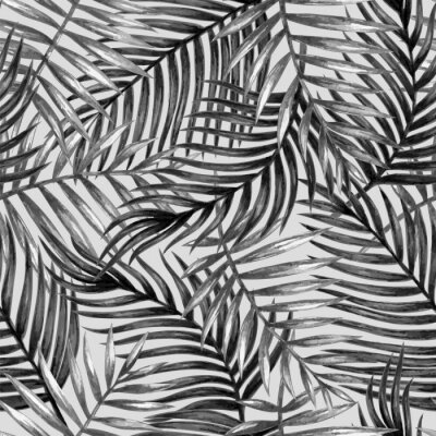 Monochrome Palmenblätter mit Aquarellfarben gemalt
