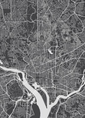 Poster Monochrome Skizze des Stadtplans von Washington