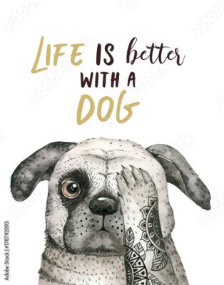 Poster Mops mit einer lustigen Aufschrift