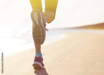 Poster Morgendliches Joggen am Strand