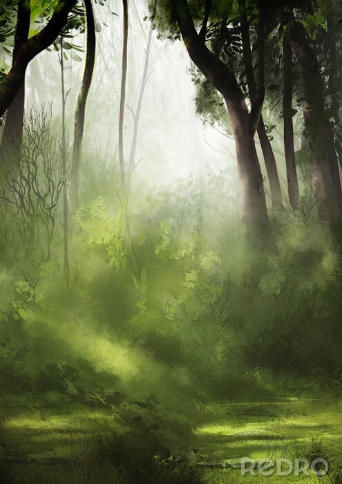 Poster Morning forest illustration