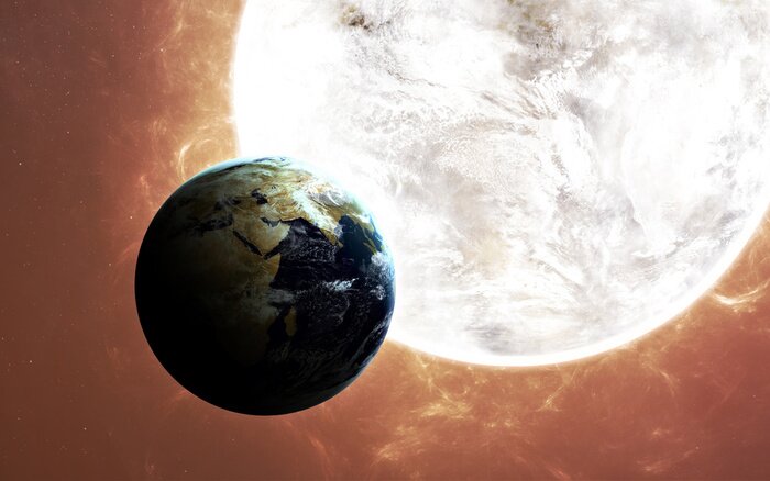 Poster Motiv des Weltraums, der die Sonne umgibt