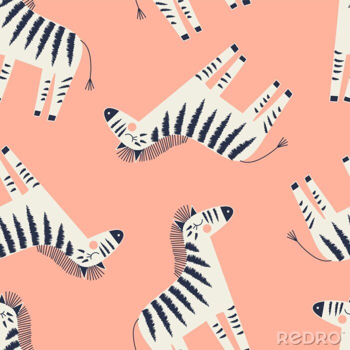 Poster Motiv mit cartoonartigen Zebras