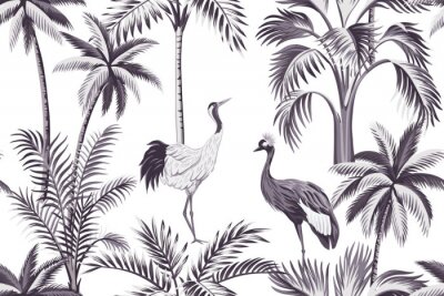 Motiv mit Palmen und Vögeln Vintage