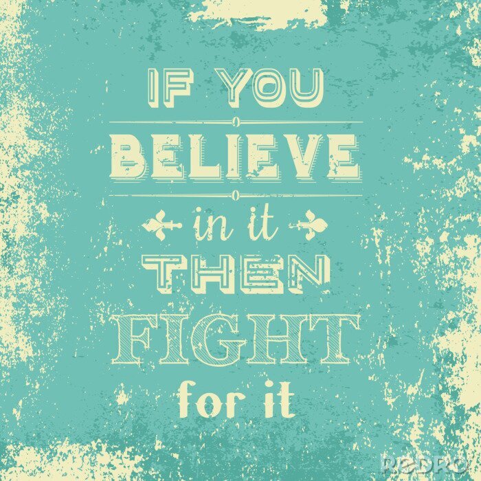 Poster Motivationszitat auf einem türkisfarbenen Retro-Hintergrund