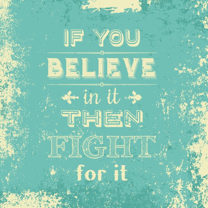 Poster Motivationszitat auf einem türkisfarbenen Retro-Hintergrund