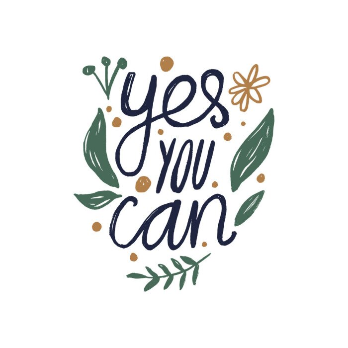 Poster Motivierende Aufschrift mit floralem Ornament