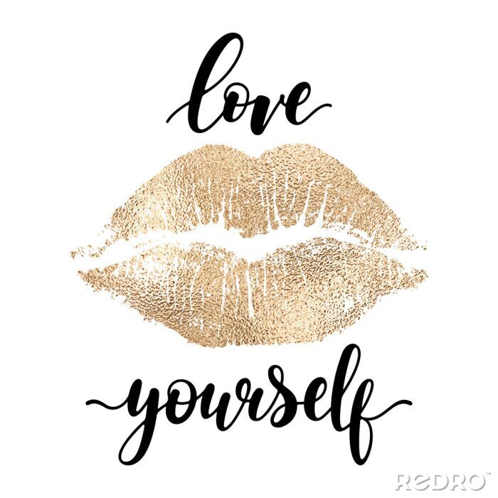 Poster Motivierende Aufschrift mit Lippenabdruck