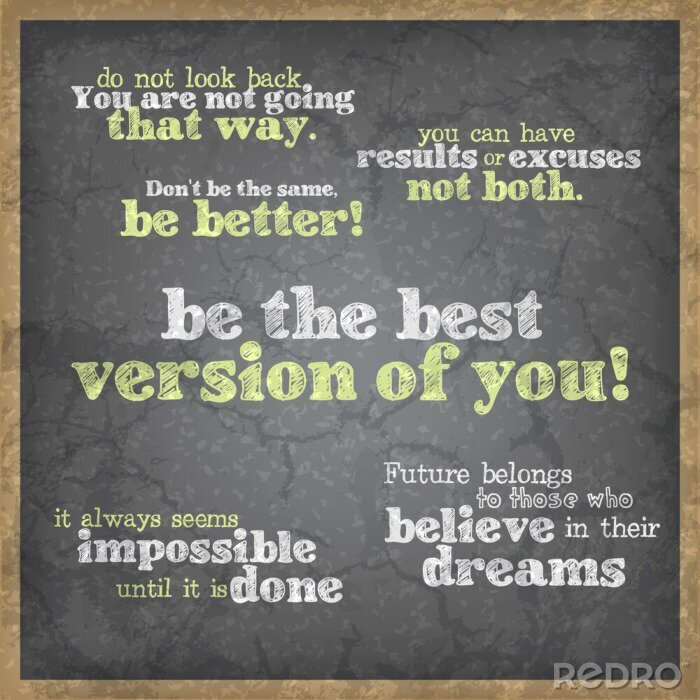 Poster Motivierende Zitate auf einer Tafel