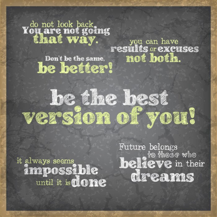 Poster Motivierende Zitate auf einer Tafel