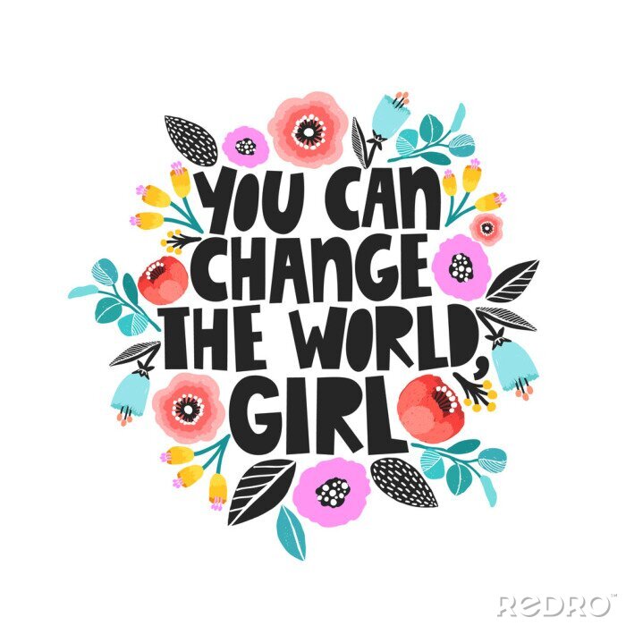 Poster Motivierender Slogan mit floraler Grafik