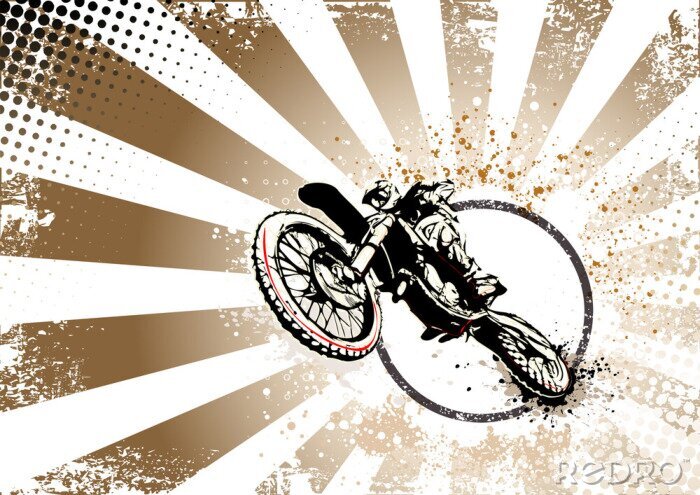 Poster Motocross auf farbigem Hintergrund