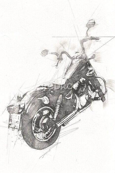 Poster Motor cycle llustration color isolated art vintage retro