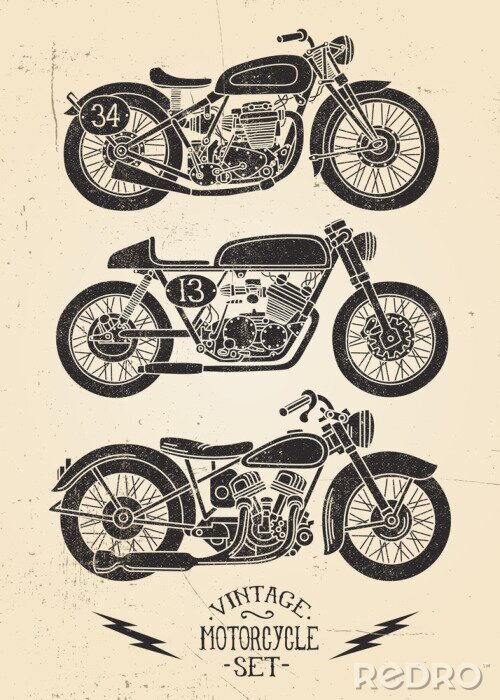 Poster Motorradsatz Vintage