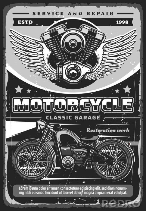 Poster Motorradwerkstatt für Fahrzeuge
